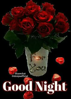 Good Night With Flowers Good Night Love Heart Graphic Good Morning