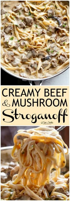 Creamy Beef and Mushroom Stroganoff ready and on the table in less than 20 minutes! Sour Cream, Beef Mushroom Stroganoff