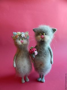 Cute little couple of needle felted cats by Lily Amirov from Russia
