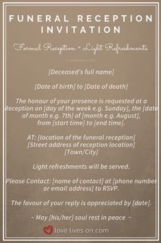 41 Best Funeral Reception Invitations Images Funeral Invitation