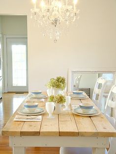 75 Best Farm Style Tables Images On Pinterest Farmhouse Table Dining Room Inspiration Lighter Farmhouse Table White Chairs Chandelier Style