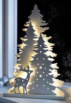 Cardmaking árbol de Navidad Hermosa Navidad Renos escena metal Die artesanías