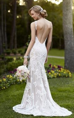 249 Best Low Cut Back Wedding Dresses Images On Pinterest Bridal 5984 V Neck Wedding Dress With Open Back By Stella York Backless Dresses