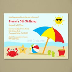 Beach Party Invitation Templates Free Theme Ideas In 2019 Beach Birthday Invitation Personalized Diy Printable Digital File