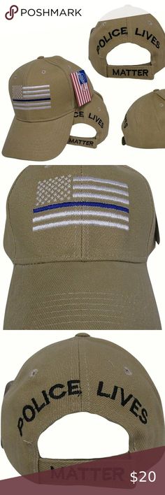 BLUE LIVES MATTER DUTY HONOR COURAGE THIN BLUE LINE EMBROIDERED BALL CAP HAT