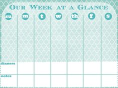 week at a glance calender