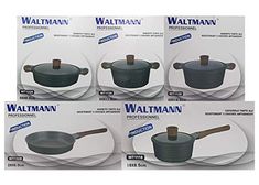 Compatible Tous Feux Dont Induction Couvercle en Verre Avec Bord Silicone Trou Vapeur 2 Manchons en Silicone WALTMANN Professionnel Batterie de Cuisine Gris 12pcs Fa/çon Pi/èrre en Fonte Alu Sans PFOA