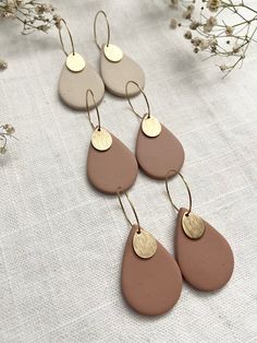 Southwestern Earrings Mothers Day Gift Big Boho Earrings Gray Statement Earrings Clay Cactus Earrings Boho Statement Earrings