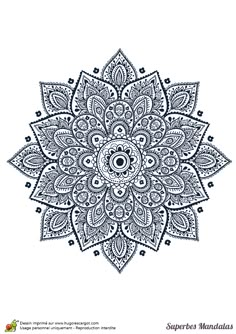 Coloriage d’un superbe mandala en forme de fleur géométrique - Hugolescargot.com Tattoo, Mandalas, Mandala Coloring, Mandala Art, Mandala, Mandala Design, Tatoo, Zentangle Art, Geometric