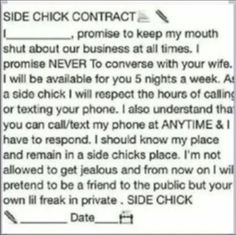 side chick contract humor that i love pinterest humor lol and