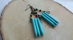 Upcycled Leather Earrings With Aztec Inspired Designs And Teal Upcycled Leather Earrings With Aztec Inspired Designs And Teal Turquoise Bead Detail By Yours Only Weronika Pinterest