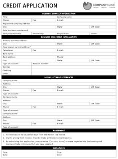 credit application form template created in microsoft excel 2007 credit form template