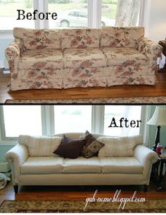 tutorial diy couch reupholster with a canvas drop cloth turn an