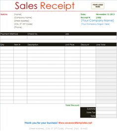 printable sales receipts free
