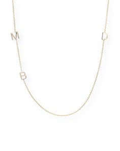 K/&C 14k Yellow Gold Small Block Initial C Charm on 14K Yellow Gold Rope Chain Necklace