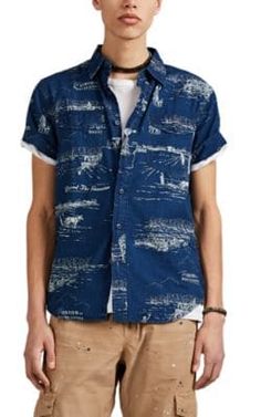 Mens Schott Camden Blue Hawai Regular Fit Shorts