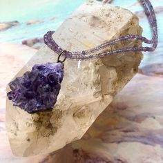 Amethyst and Quartz Druzy Pendant Reduced price for chip on back side.
