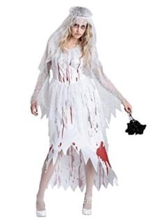 Ladies Nun Costume Fancy Dress Halloween Outfit Grey GHOST SPIRIT 12-14 NEW