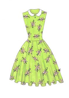 Summer dress sketches with flowers Summer dress sketches with flowers