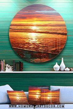 Ocean Pirate Ship Sunset Caribbean Island Canvas Modern Wall Art Home Decor 5 PC