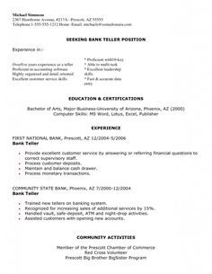 resume objective for a bank teller