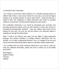 recommendation letter for teacher assistant miscellaneous letters of reference for a teacher