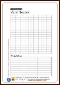 free printable blank word search puzzle grid for teachers and students