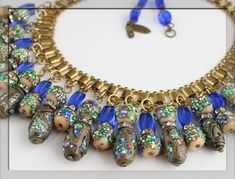 Gorgeous runway masterpiece jewelry. Vintage Sonia Rykiel Bijoux rare golden flower charm art statement necklace and dangling earring set