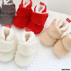 SOFMUO Unisex Baby Cozy Fleece Booties Newborn Boys Girls Plush Cotton Socks Soft Sole Warm Winter Infant Slippers Non-Slip Toddler Walking Shoes