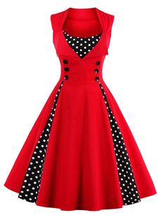 Skang Womens Ladies Skirt Retro Solid Color Slim Waist Pattern 1950s Retro Short Sleeve O-Neck Solid Party Dance Casual Swing Dress