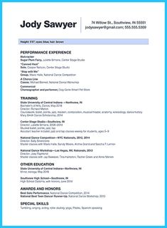 dancers resumes