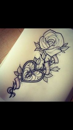 Rose And Heart Tattoo Idea