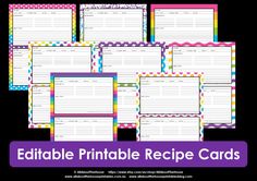 editable recipe cards
