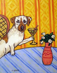 BATHROOM art jack russell terrier jrt dog PRINT poster gift 13x19 modern folk