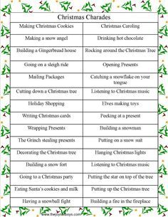 christmas charades family christmas party game christmas party christmas party act