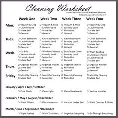 checklist for cleaning house