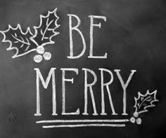merry and bright chalkboard christmas print handlettered