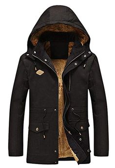 Hochock Mens Drawstring Hood Pocekt Zip Warm Long Puffer Down Coat Outerwear