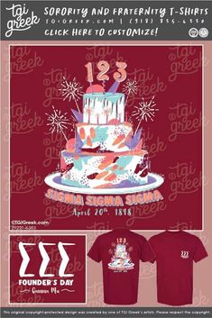 Sigma Sigma Sigma shirts by TGI Greek! sorority apparel, sorority shirts, custom shirts, custom sorority shirts, custom fraternity apparel, custom tees, fraternity shirt, PR, founders day, cake #TGIGreek Sorority Pr, Sorority Banner, Sorority Outfits, Sorority Shirts, Fraternity Shirts, Sorority And Fraternity, Founders Day, Custom Tees, Greek