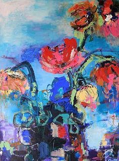 oil painting colorful flower abstract landscape illustration pattern