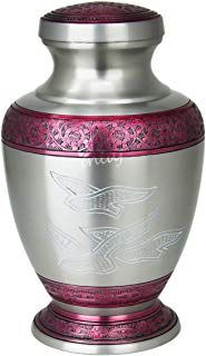 INTAJ Royal Silver Cremation Urn for Human Ashes Adult Funeral Urn Handcrafted Affordable Urn for Ashes Large Urn Deal Brushed Blue, Adult