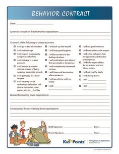 pin on behavior contract behaviour modification plan template