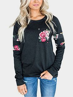 Cathalem Womens T Shirt Round Collar Long Sleeve Rendering Printing Hatless Tops Pullover Sweatshirt