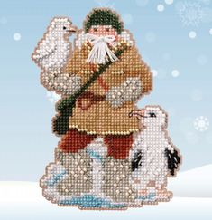 Skiing Gnome Beaded Counted Cross Stitch Kit Mill Hill 2020 Gnome Quartet MH172011 Skiing Gnome Beaded Counted Cross Stitch Kit Mill Hill 2020 Gnome Quartet MH172011