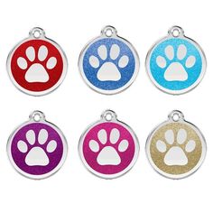 Glitter Tag Bone Stainless Steel And Dog Glitter Tag Paw Print