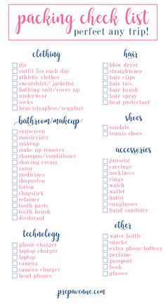 vacation checklist printable