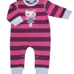 Baby Girls Sleepsuit All in one Babygrow Playsuit Pink Striped Kitty Lily /& Jack