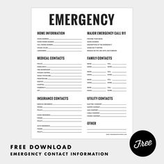 ice in case of emergency forms free printables pinterest in in case of emergency form