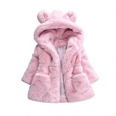 Toddler Girls Kids Faux Fur Teddy Bear Jacket Winter Thick Fleece Coat Outdoor