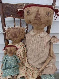 New Primitive Country Folk Art BLACK SHEEP JACKIE Raggedy Ann Doll 16/"